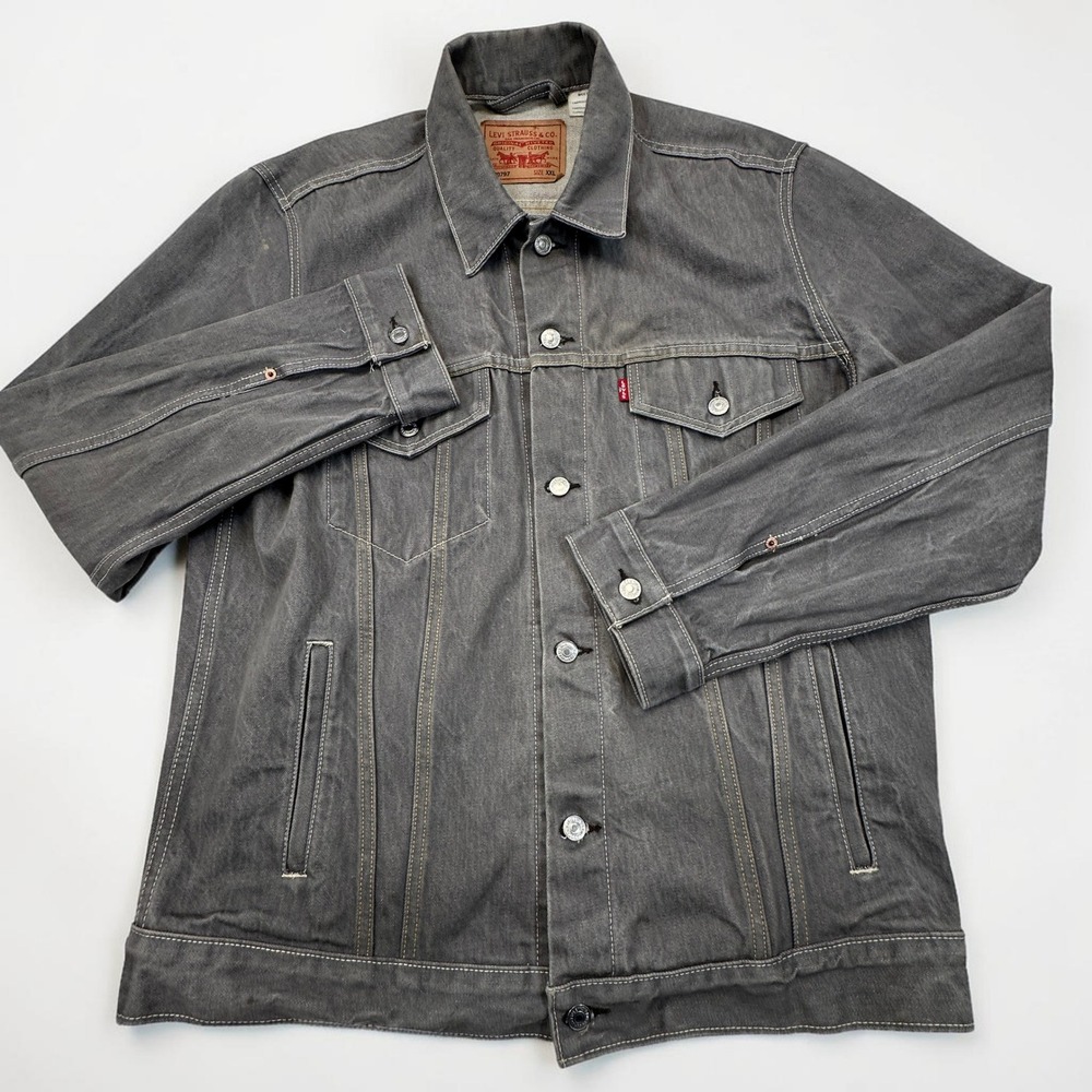 Levis Trucker Jacket Men XXL (Slim Fit) Gray 70797 Cotton Denim Vintage Y2K READ